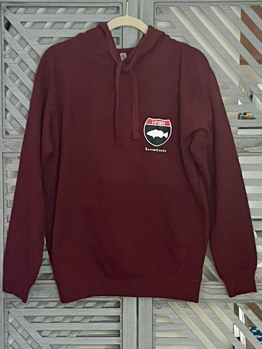 NEW Milltex 717 Premium Midweight Boston I-Fish Hoodie Adult Medium Maroon - Picture 2 of 6